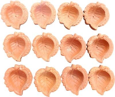 Paaroots Terracotta (Pack of 12) Table Diya(Height: 1 inch)