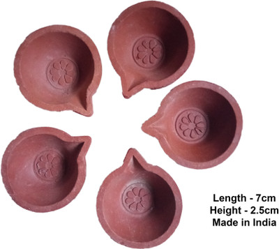 ArcEin Earthenware (Pack of 5) Table Diya(Height: 0.984 inch)