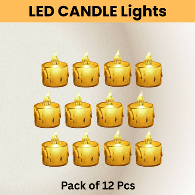 SACRO LED Candle Lights, LED Flameless Crystal Tea Candles Light For Diwali DécorE12 Plastic (Pack of 12) Table Diya Set(Height: 2 inch)