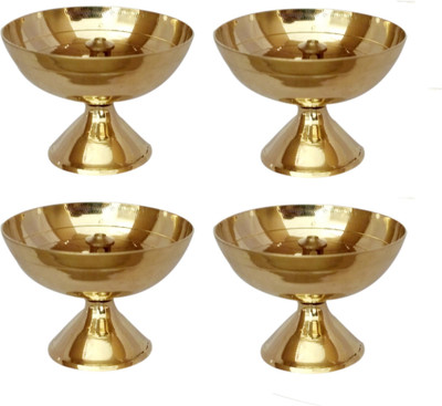 T-KA108 Akhand Diya Brass (Pack of 4) Table Diya Set(Height: 1.75 inch)