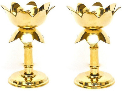 T-KA108 Kamal Diya Stand Brass (Pack of 2) Table Diya Set(Height: 5 inch)