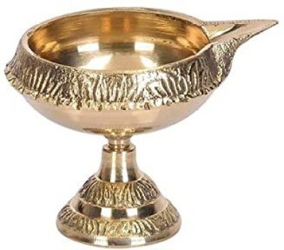 DvR ClicK Deepak Diya Oil Temple Puja Articles Decor Gifts with stand - Pack 1 Brass Table Diya(Height: 8 inch)