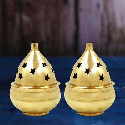 DARIDRA BHANJAN Brass Diya For Deepak Poojan, Akhand Jyot Home Brass Table Diya (Height: 2 inch) Brass (Pack of 2) Table Diya Set(Height: 2 inch)