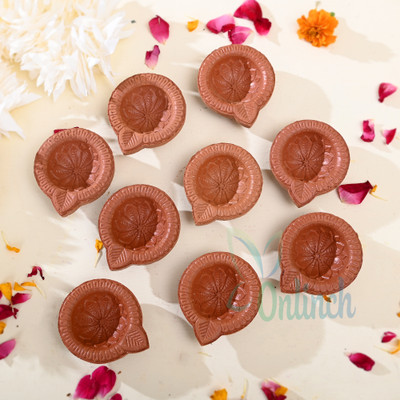 BS NATURAL Unic Design Decorative Clay Diya, Glossy Finish Color & Dust ProAof use for puja Pottery (Pack of 12) Table Diya Set(Height: 2.5 inch)