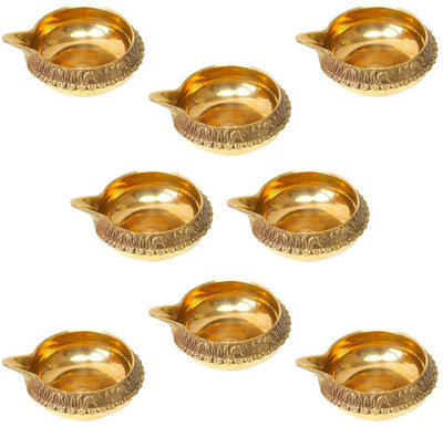 pranchi Brass (Pack of 8) Table Diya Set(Height: 1.5 inch)