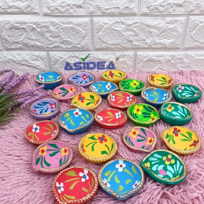 ASIDEA Traditional Handmade Clay diya Terracotta (Pack of 11) Table Diya(Height: 2.3 inch)