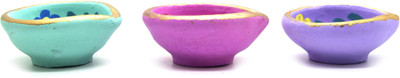SOMUDEE Earthenware (Pack of 3) Table Diya(Height: 3 inch)
