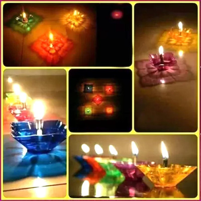SOMUDEE Plastic (Pack of 12) Table Diya Set(Height: 2.5 inch)