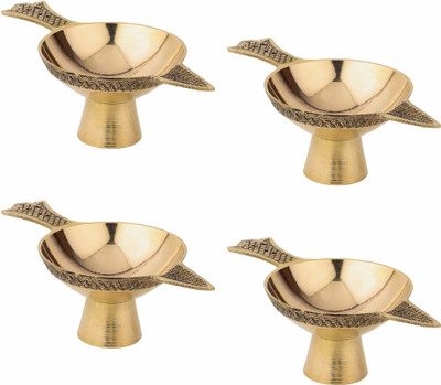 TORPPEZA Pure Brass Akhand Laxmi Deepak Pital Diya /Deepak for Arti Puja Brass (Pack of 4) Table Diya Set(Height: 1 inch)