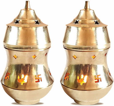 DOKCHAN Brass (Pack of 2) Table Diya(Height: 5.5 inch)