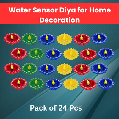 Guggu Water Sensor LED Light Diya Flameless Tea Light for Diwali & Home DecorationC132 Plastic (Pack of 24) Table Diya Set(Height: 2 inch)