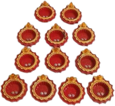 CANDLE Plastic (Pack of 12) Table Diya Set(Height: 1.5 inch)