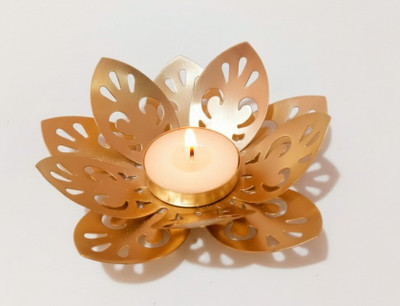 ifrenzy Diwali, Pooja & Table Centerpiece | Festive & T-Light Lamp | Set of 1 Brass Table Diya(Height: 0.4 inch)
