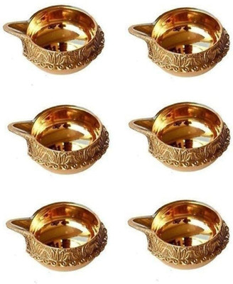 anshraj Brass Diyas Oil Lamp Pooja Articles Pack of 6 Brass (Pack of 6) Table Diya Set(Height: 2.5 inch)