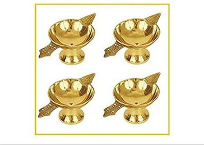 DEVAMA THE DIVINE Brass (Pack of 4) Table Diya(Height: 5 inch)