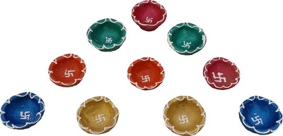 gitfforyou Terracotta (Pack of 10) Table Diya Set(Height: 3 inch)