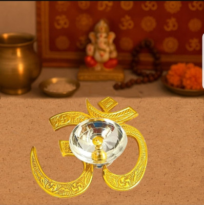 Nivrutti Velvet Om Symbol Puja Hamper l Artistic Temple Festival Collection MH98 Brass Table Diya(Height: 2 inch)