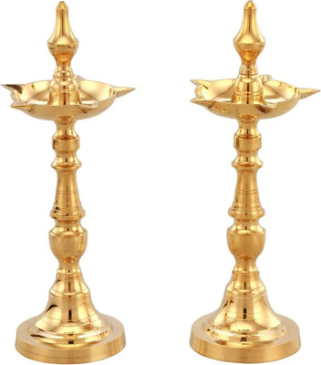 Agni 7 INCH KASHI SAMAI KUTHU VILAKKU Brass (Pack of 2) Table Diya(Height: 7 inch)