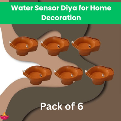 Clairbell LED Water Diya & Water Sensor Diya for Diwali Festival Home & Office Décor_6S302 Plastic (Pack of 6) Table Diya Set(Height: 2 inch)
