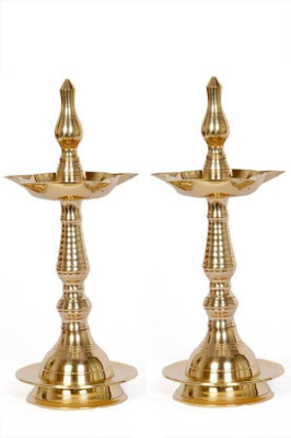 VISHNU Brass (Pack of 2) Table Diya Set(Height: 10 inch)