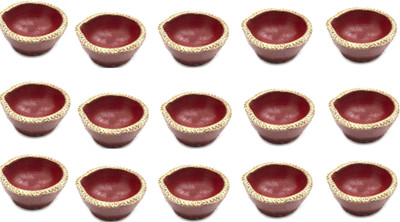 SOMUDEE Pottery (Pack of 15) Table Diya Set(Height: 1 inch)