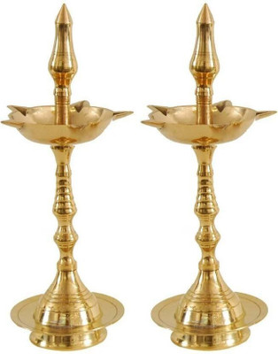 Agromech TABLE DIYA Brass (Pack of 2) Table Diya Set(Height: 6 inch)
