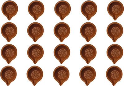 Shopkart Earthenware (Pack of 20) Table Diya Set(Height: 1 inch)
