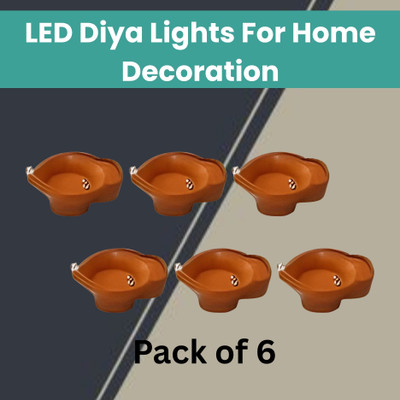 SACRO Water Sensor Diya, LED Water Diyas for Diwali, Home & Office Décor Pack of 6E114 Plastic (Pack of 6) Table Diya Set(Height: 2 inch)
