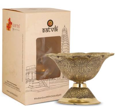 Satvik Brass Table Diya(Height: 2.5 inch)