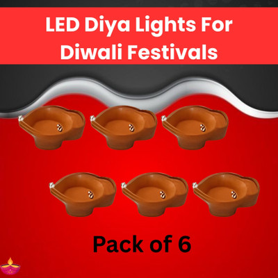 Frony LED Water Diya & Water Sensor Diya for Diwali Festival Home & Office Décor_6D441 Plastic (Pack of 6) Table Diya Set(Height: 2 inch)