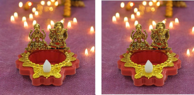 Rajmart Global Water Sensor Electric Diya with Ganesh Ji & Laxmi Ji for Home & festival Décor Plastic (Pack of 2) Table Diya Set(Height: 2 inch)
