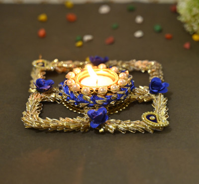 NAWEMA Gold Plated Table Diya Set(Height: 3.5 inch)