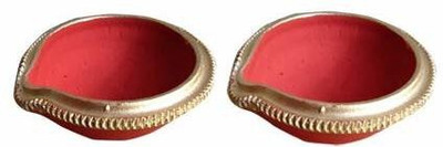 SOMUDEE Terracotta (Pack of 2) Table Diya(Height: 5 inch)