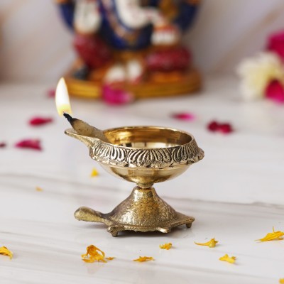 eCraftIndia Brass Table Diya Set(Height: 14.5 inch)