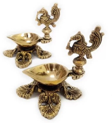 RAMA METAL BRASS BIRD DIYA Brass (Pack of 2) Table Diya Set(Height: 4 inch)