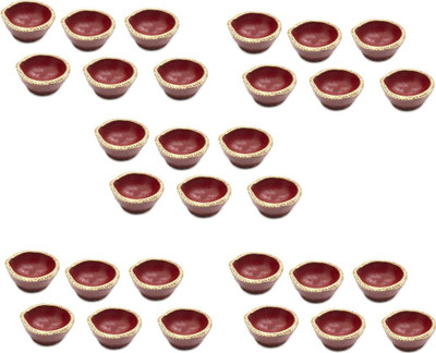 BS NATURAL Pottery (Pack of 30) Table Diya Set(Height: 1 inch)