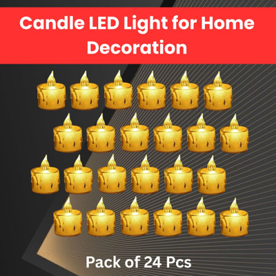 SACRO LED Candle Lights, LED Flameless Crystal Tea Candles Light For Diwali DécorW323 Plastic (Pack of 24) Table Diya Set(Height: 2 inch)
