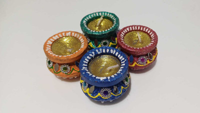 Atharcon DIYA013 Terracotta (Pack of 4) Table Diya(Height: 6 inch)