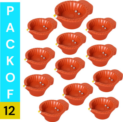 LeafBlu Plastic (Pack of 12) Table Diya(Height: 1.5 inch)