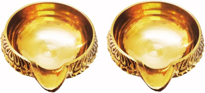 DARIDRA BHANJAN Kuber Diya Deepam Akhand Diya for Pooja and Diwali Festival Brass (Pack of 2) Table Diya(Height: 1 inch)