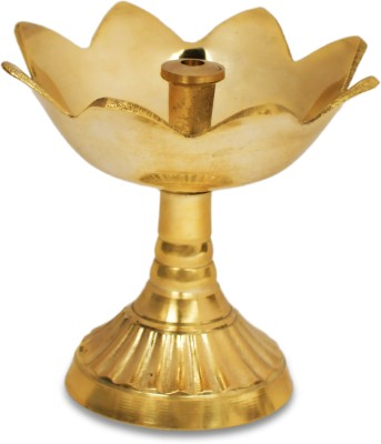 Rudra Centre Flower Brass Table Diya(Height: 2 inch)