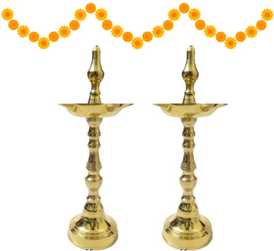Foxen Collection Brass (Pack of 2) Table Diya Set(Height: 6 inch)