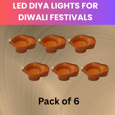 SACRO Water Sensor Diya, LED Water Diyas for Diwali, Home & Office Décor Pack of 6Q85 Plastic (Pack of 6) Table Diya Set(Height: 2 inch)