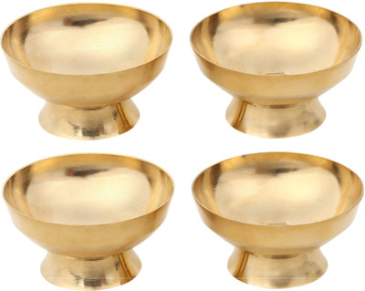 DOKCHAN Hancrafted Brass Akhand Diya | Brass Deepak/Dia | Akhand Jyot Brass (Pack of 4) Table Diya Set(Height: 1 inch)