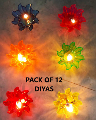 EKOKI Plastic (Pack of 12) Table Diya Set(Height: 1.5 inch)