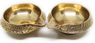 Astrosale Brass Kuber Diya To Increase Wealth & Prosperity Brass Table Diya Set(Height: 2 inch)