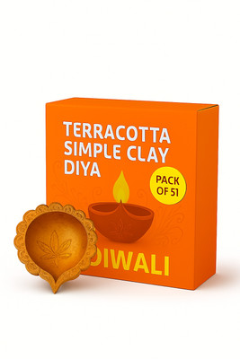 Genuinejain Terracotta (Pack of 51) Table Diya(Height: 1 inch)