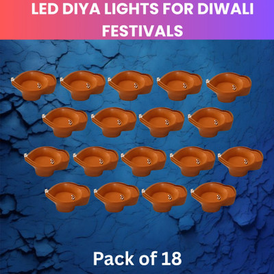 Frony Water Sensor Diya, Electric LED Diyas for Diwali & Office Décor Pack of 18 I291 Plastic (Pack of 18) Table Diya Set(Height: 2 inch)
