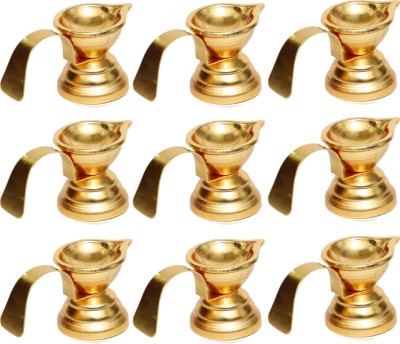 Chhariya Crafts Metal Handel Diya Deepak For Home And Office Puja Item Aluminium (Pack of 9) Table Diya Set(Height: 1.5 inch)