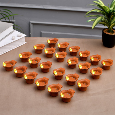 PRIDE STORE Water Sensor Light Diya For Home Diwali Navratri Laxmi Poojan Decorative diyas Plastic (Pack of 24) Table Diya(Height: 3 inch)